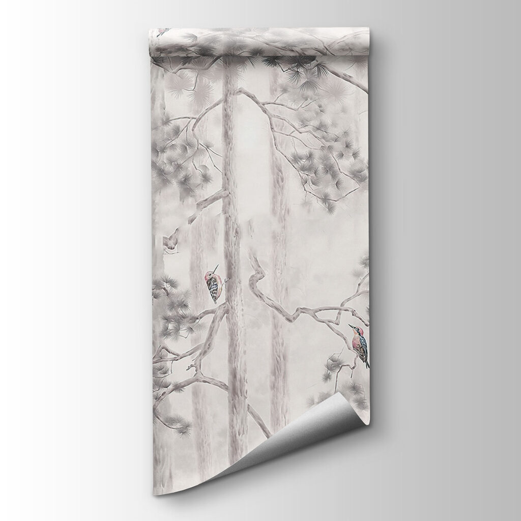 Wall mural Painting of trees and birds (SKU: u78449v2)