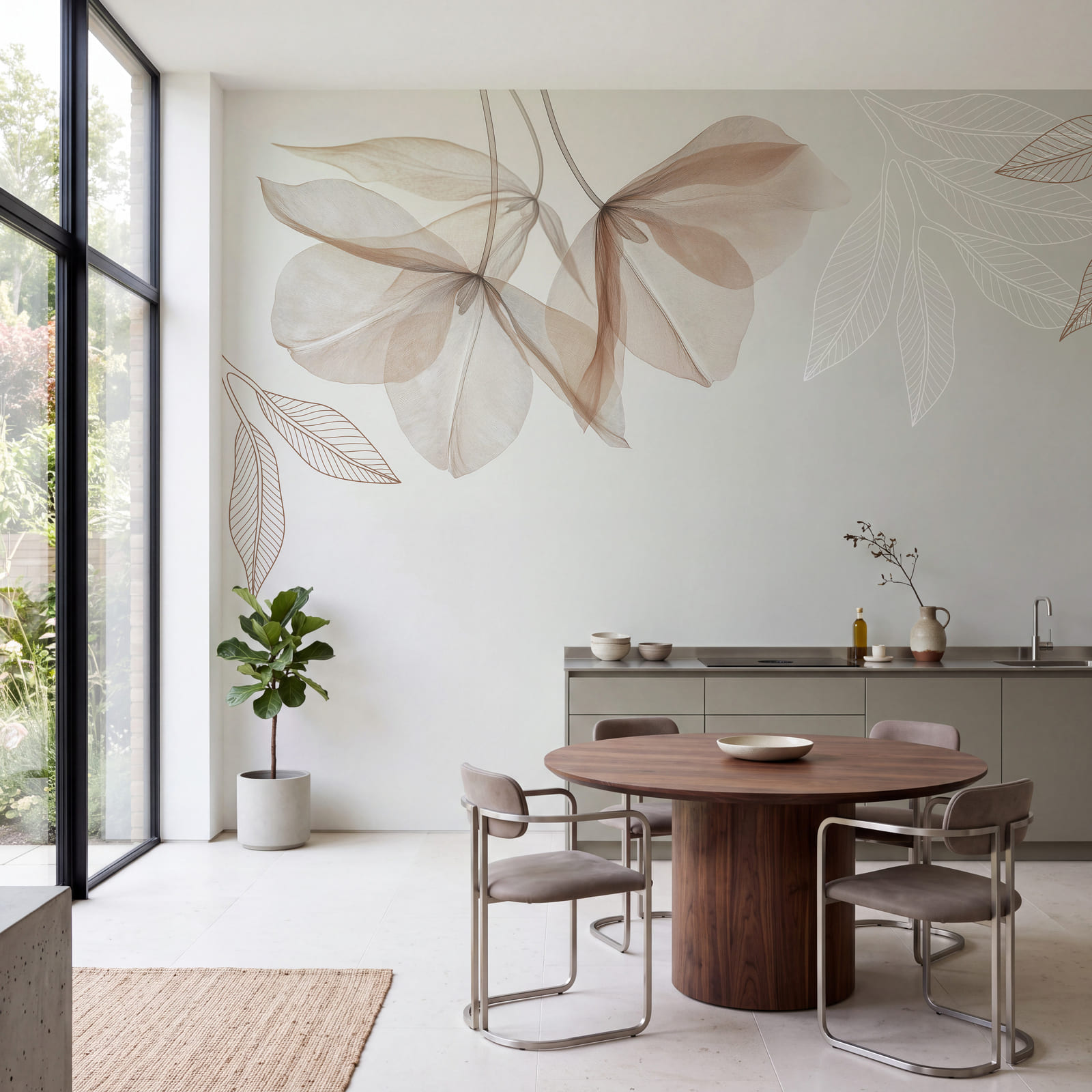 Delicate leaves in subtle hues