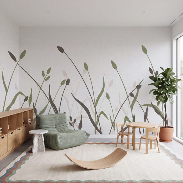 Gentle greens and earthy tones blend Gentle greens and earthy tones blend