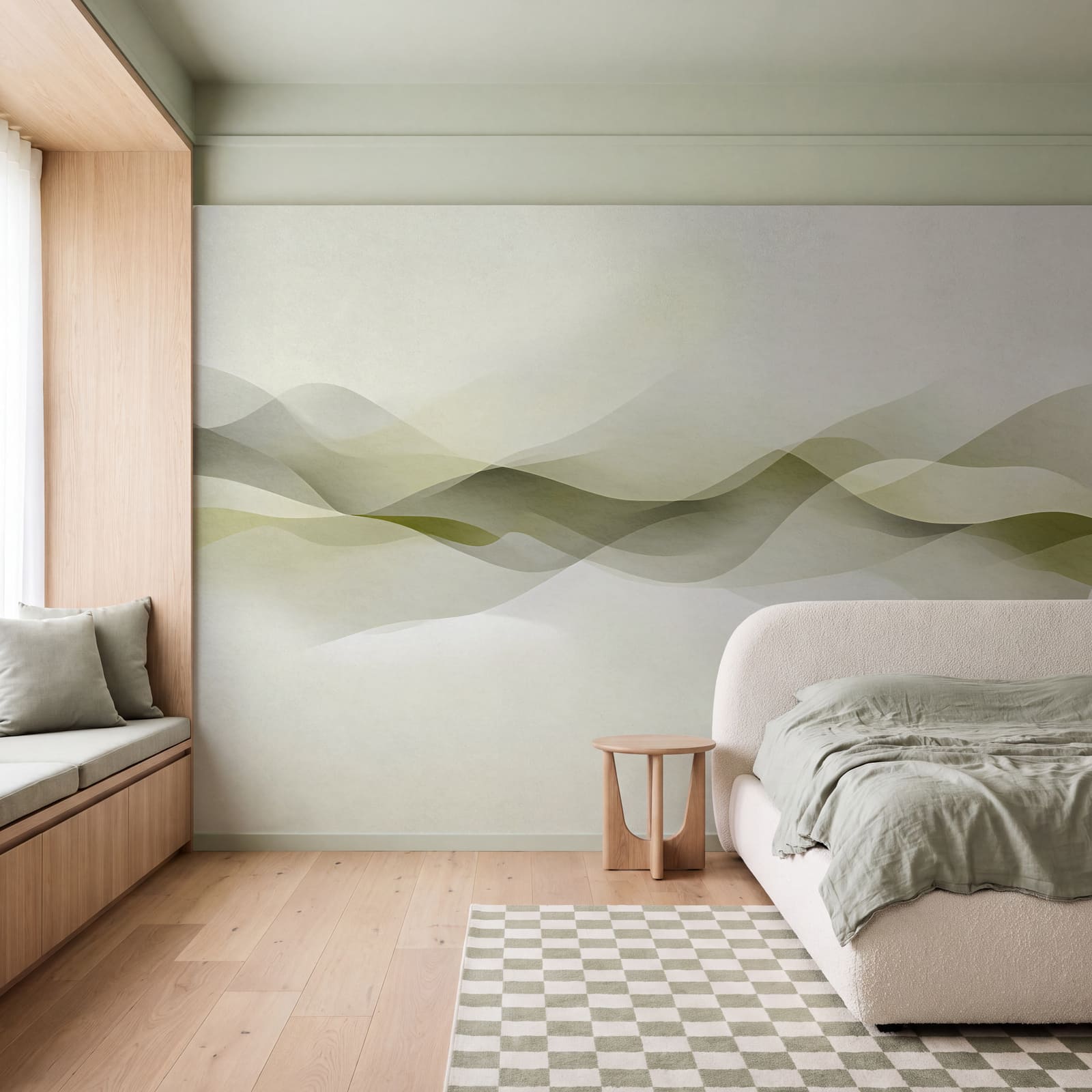 White background with green and grey waves White background with green and grey waves