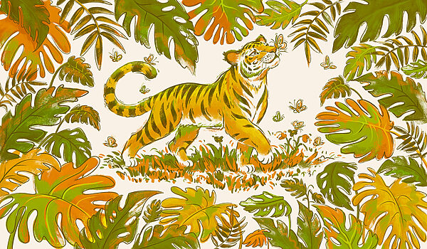 Wall mural Tiger with butterflies in its mouth (SKU: t01032v1) Wall mural Tiger with butterflies in its mouth (SKU: t01032v1)