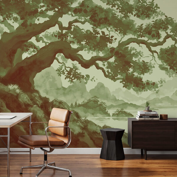 Wall mural Tree with a river and mountains (SKU: t01034v2) Wall mural Tree with a river and mountains (SKU: t01034v2)