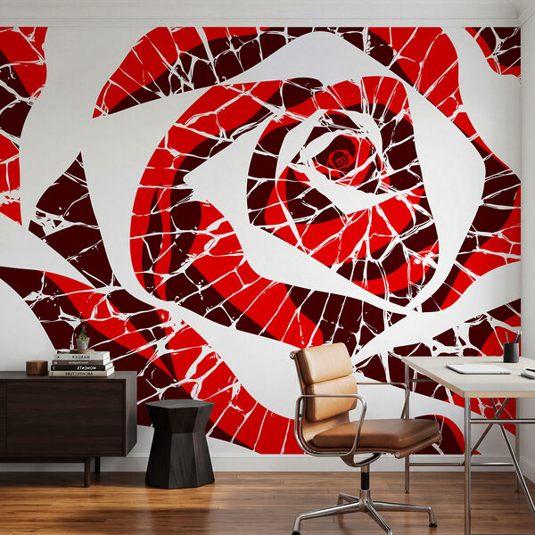 Wall mural Red and white swirly pattern (SKU: t01035) Wall mural Red and white swirly pattern (SKU: t01035)