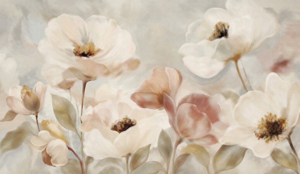 Wall mural Delicate blooms in soft hues (SKU: t01064) Wall mural Delicate blooms in soft hues (SKU: t01064)