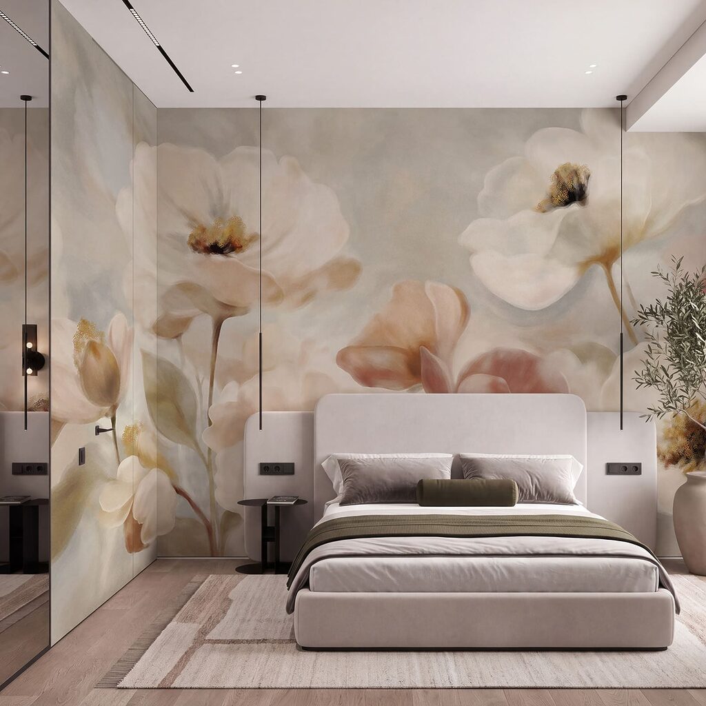 Wall mural Delicate blooms in soft hues (SKU: t01064) Wall mural Delicate blooms in soft hues (SKU: t01064)