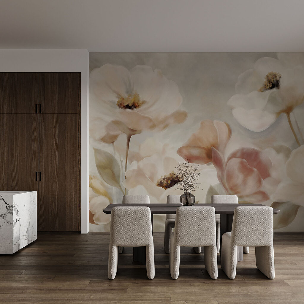Wall mural Delicate blooms in soft hues (SKU: t01064) Wall mural Delicate blooms in soft hues (SKU: t01064)