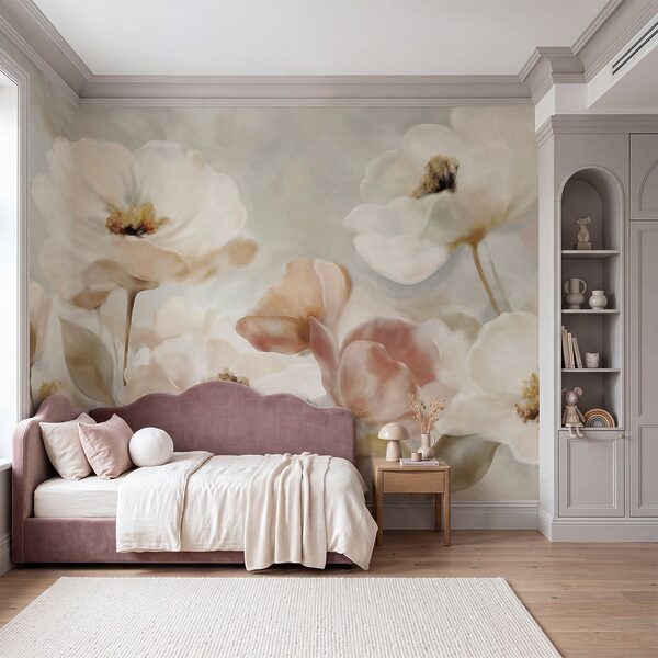 Wall mural Delicate blooms in soft hues (SKU: t01064) Wall mural Delicate blooms in soft hues (SKU: t01064)