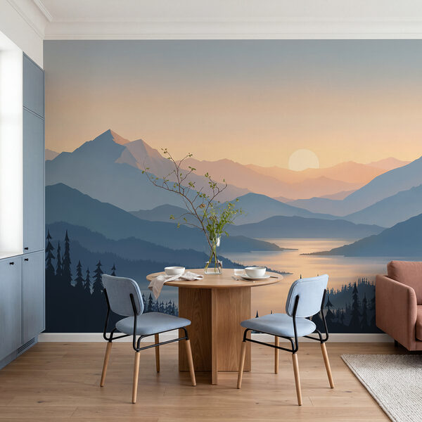 Wall mural Landscape of mountains and a lake (SKU: t01042) Wall mural Landscape of mountains and a lake (SKU: t01042)