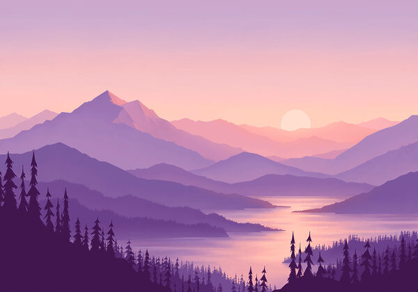 Wall mural Landscape of mountains and a lake (SKU: t01042v2) Wall mural Landscape of mountains and a lake (SKU: t01042v2)