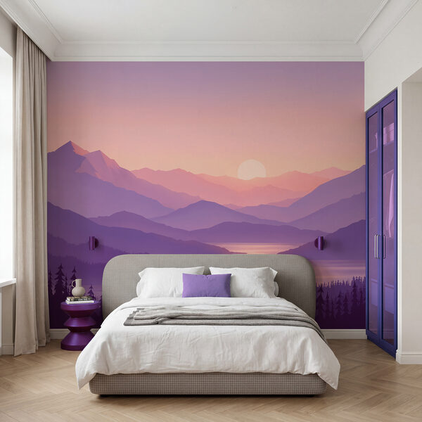 Wall mural Landscape of mountains and a lake (SKU: t01042v2) Wall mural Landscape of mountains and a lake (SKU: t01042v2)