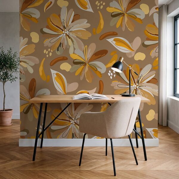 Wall mural Pattern of flowers and leaves (SKU: t01059) Wall mural Pattern of flowers and leaves (SKU: t01059)