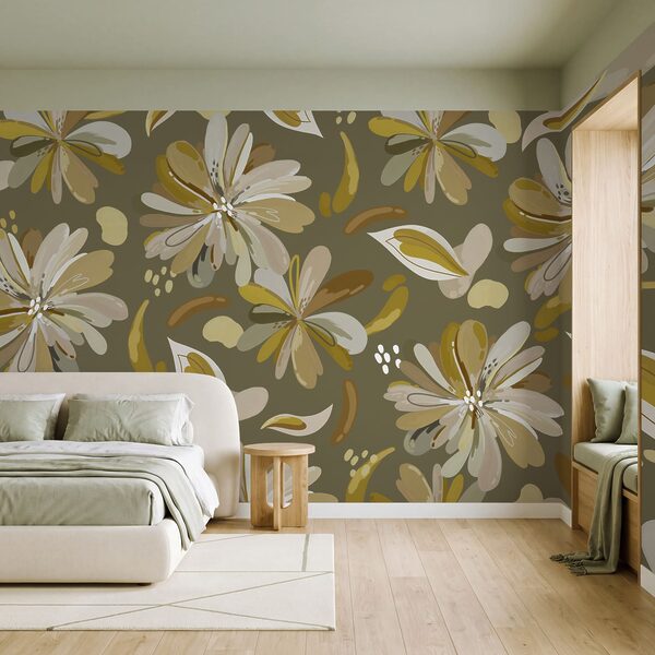 Wall mural Pattern of flowers and leaves (SKU: t01059v1) Wall mural Pattern of flowers and leaves (SKU: t01059v1)