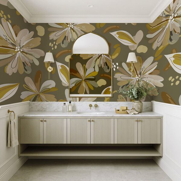 Wall mural Pattern of flowers and leaves (SKU: t01059v1) Wall mural Pattern of flowers and leaves (SKU: t01059v1)