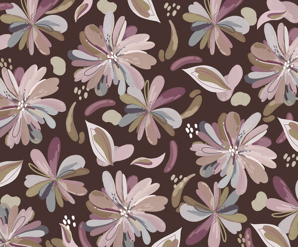Wall mural Pattern of flowers on a brown background (SKU: t01059v2) Wall mural Pattern of flowers on a brown background (SKU: t01059v2)