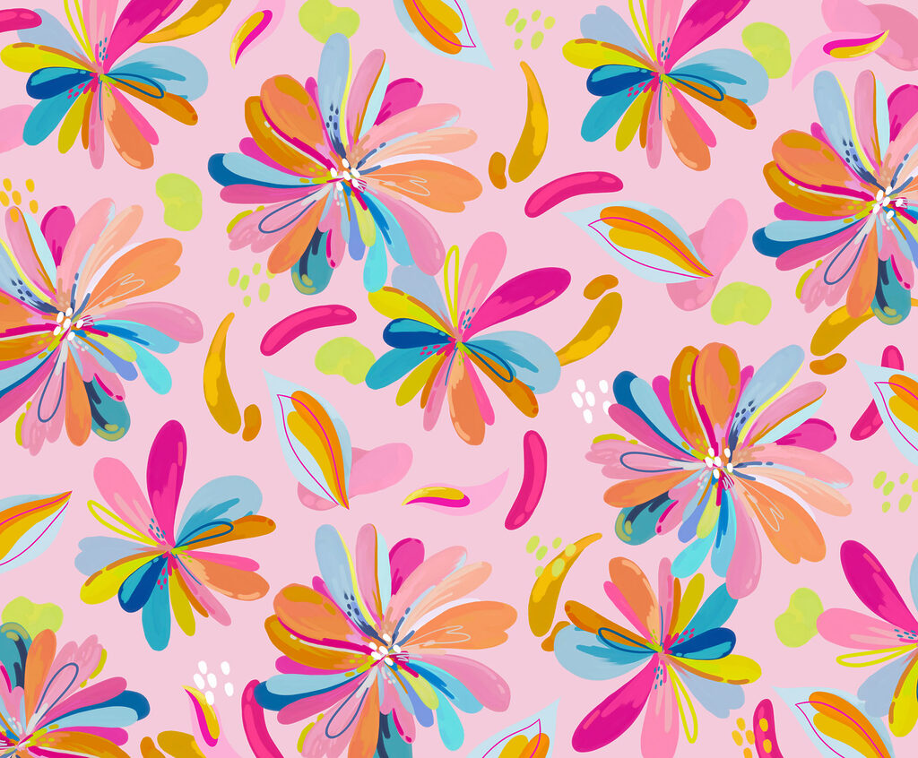 Wall mural Colorful flowers on a pink background (SKU: t01059v3) Wall mural Colorful flowers on a pink background (SKU: t01059v3)