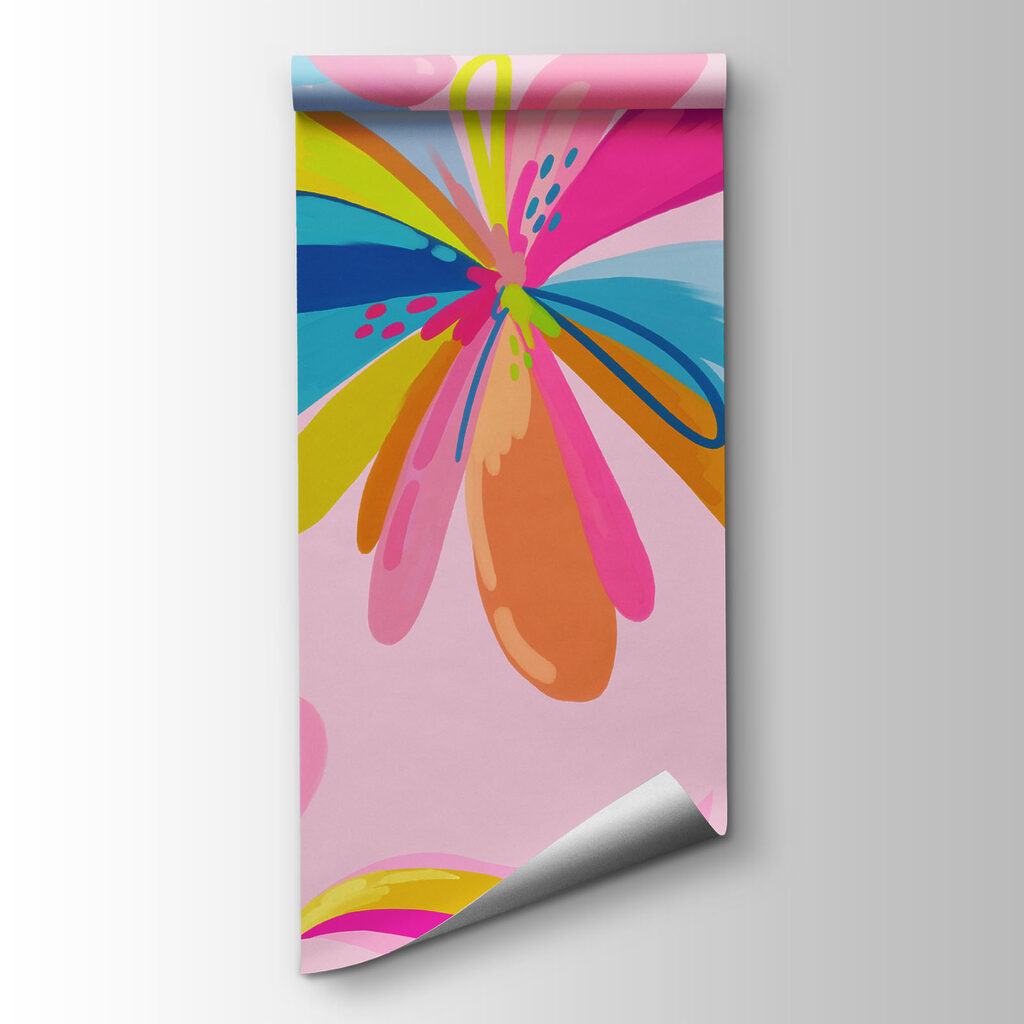 Wall mural Colorful flowers on a pink background (SKU: t01059v3) Wall mural Colorful flowers on a pink background (SKU: t01059v3)