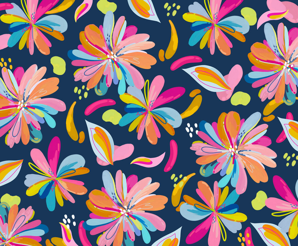 Wall mural Colorful flowers on a blue background (SKU: t01059v4) Wall mural Colorful flowers on a blue background (SKU: t01059v4)