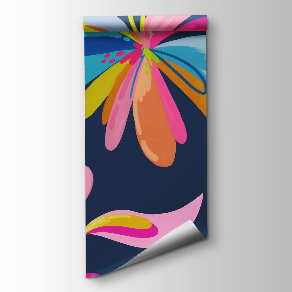 Wall mural Colorful flowers on a blue background (SKU: t01059v4) Wall mural Colorful flowers on a blue background (SKU: t01059v4)