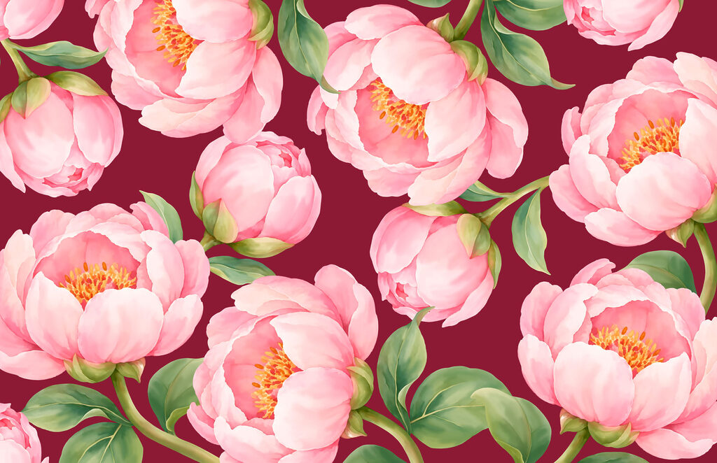 Wall mural Pattern of pink flowers (SKU: t01096v1) Wall mural Pattern of pink flowers (SKU: t01096v1)
