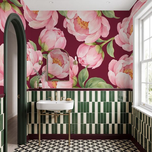 Wall mural Pattern of pink flowers (SKU: t01096v1) Wall mural Pattern of pink flowers (SKU: t01096v1)
