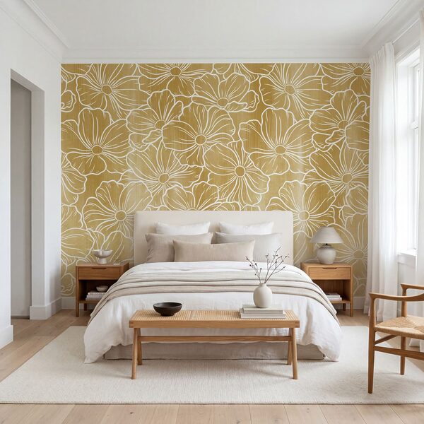 Wall mural Pattern of white flowers (SKU: t01098)