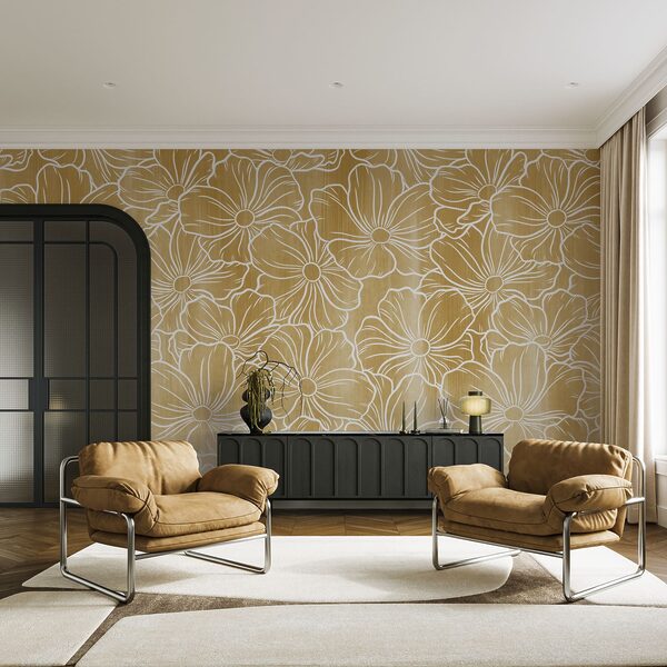 Wall mural Pattern of white flowers (SKU: t01098) Wall mural Pattern of white flowers (SKU: t01098)