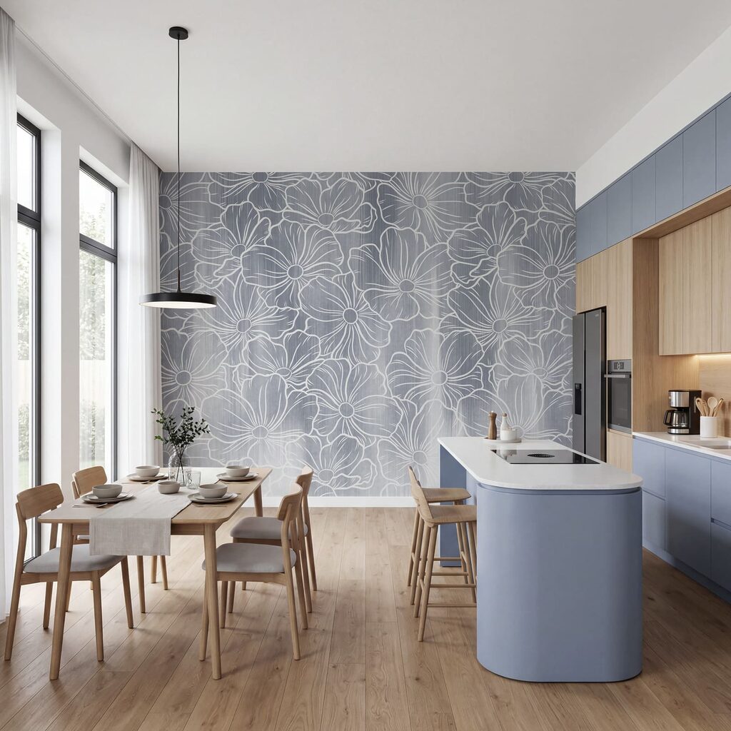 Wall mural White flowers on a gray background (SKU: t01098v2) Wall mural White flowers on a gray background (SKU: t01098v2)
