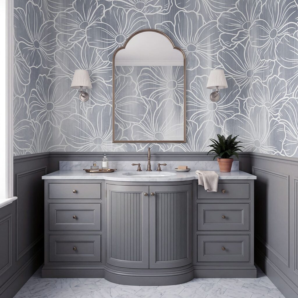 Wall mural White flowers on a gray background (SKU: t01098v2) Wall mural White flowers on a gray background (SKU: t01098v2)