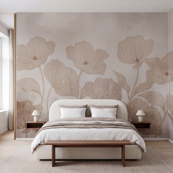 Wall mural Elegant floral pattern in soft tones (SKU: t01100) Wall mural Elegant floral pattern in soft tones (SKU: t01100)