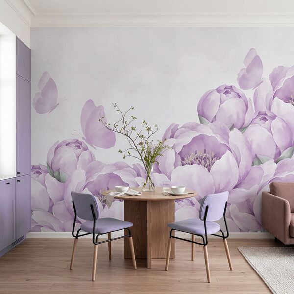 Wall mural Group of flowers with butterflies (SKU: t01101v2)