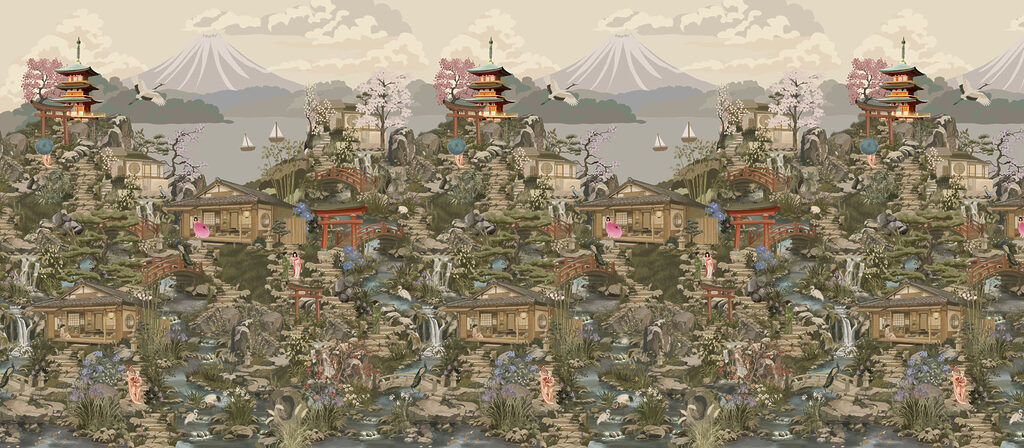 Wall mural Painting of a village (SKU: t01062) Wall mural Painting of a village (SKU: t01062)