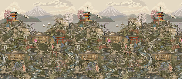 Wall mural Painting of a village (SKU: t01062) Wall mural Painting of a village (SKU: t01062)