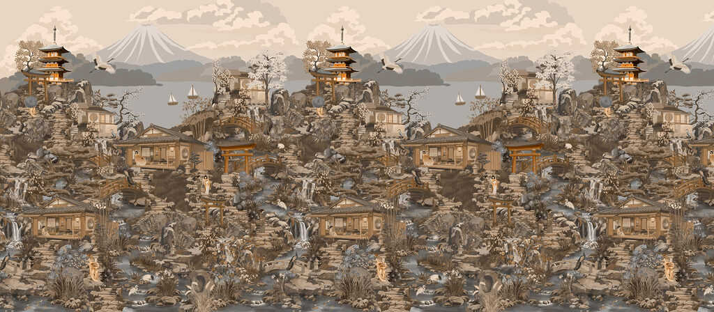 Wall mural Landscape with a mountain and a lake (SKU: t01062v1)