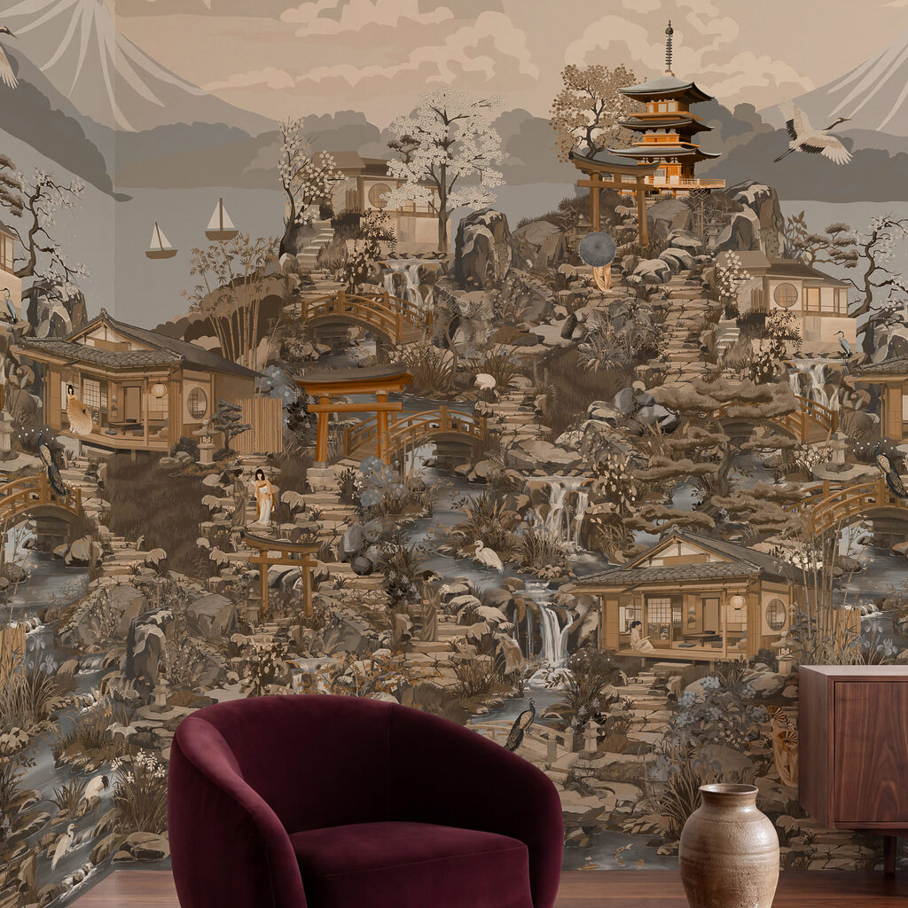 Wall mural Landscape with a mountain and a lake (SKU: t01062v1)