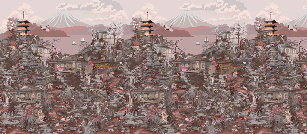 Wall mural Landscape with buildings and mountains (SKU: t01062v3) Wall mural Landscape with buildings and mountains (SKU: t01062v3)