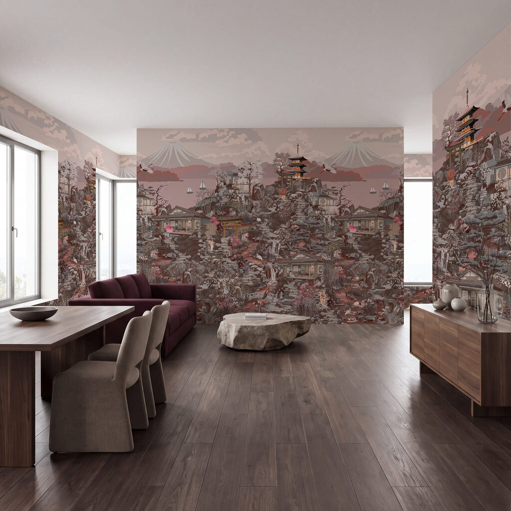 Wall mural Landscape with buildings and mountains (SKU: t01062v3) Wall mural Landscape with buildings and mountains (SKU: t01062v3)