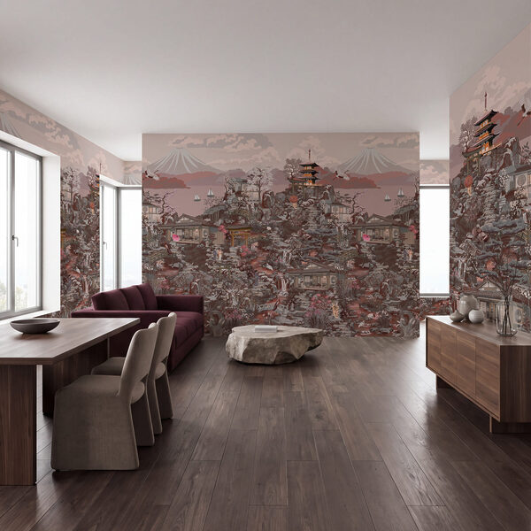 Wall mural Landscape with buildings and mountains (SKU: t01062v3) Wall mural Landscape with buildings and mountains (SKU: t01062v3)