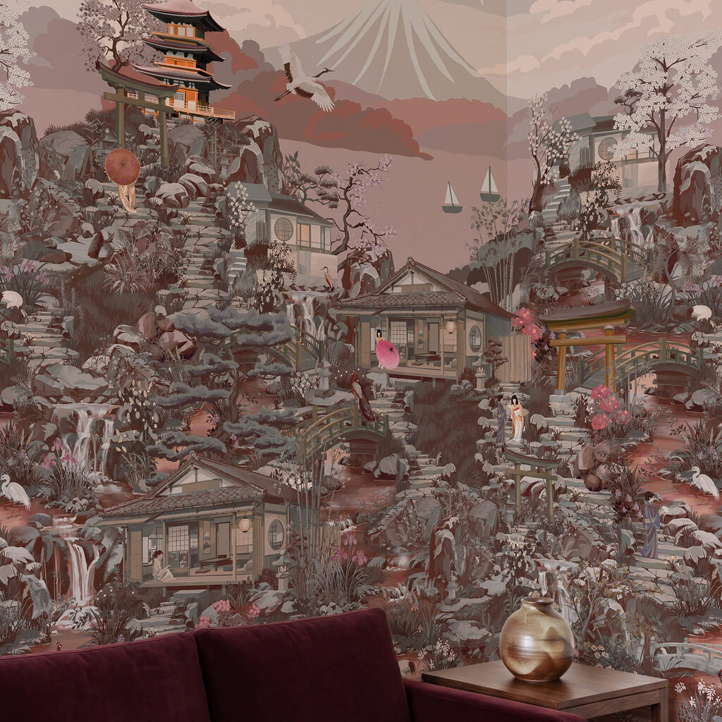 Wall mural Landscape with buildings and mountains (SKU: t01062v3) Wall mural Landscape with buildings and mountains (SKU: t01062v3)