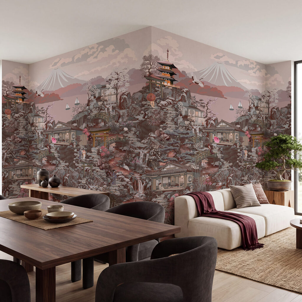 Wall mural Landscape with buildings and mountains (SKU: t01062v3) Wall mural Landscape with buildings and mountains (SKU: t01062v3)