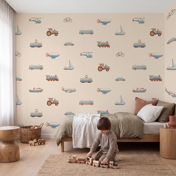Wall mural Pattern of different types of vehicles (SKU: t01108) Wall mural Pattern of different types of vehicles (SKU: t01108)