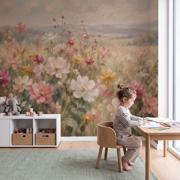 Wall mural Painting of flowers in a field (SKU: t01110)