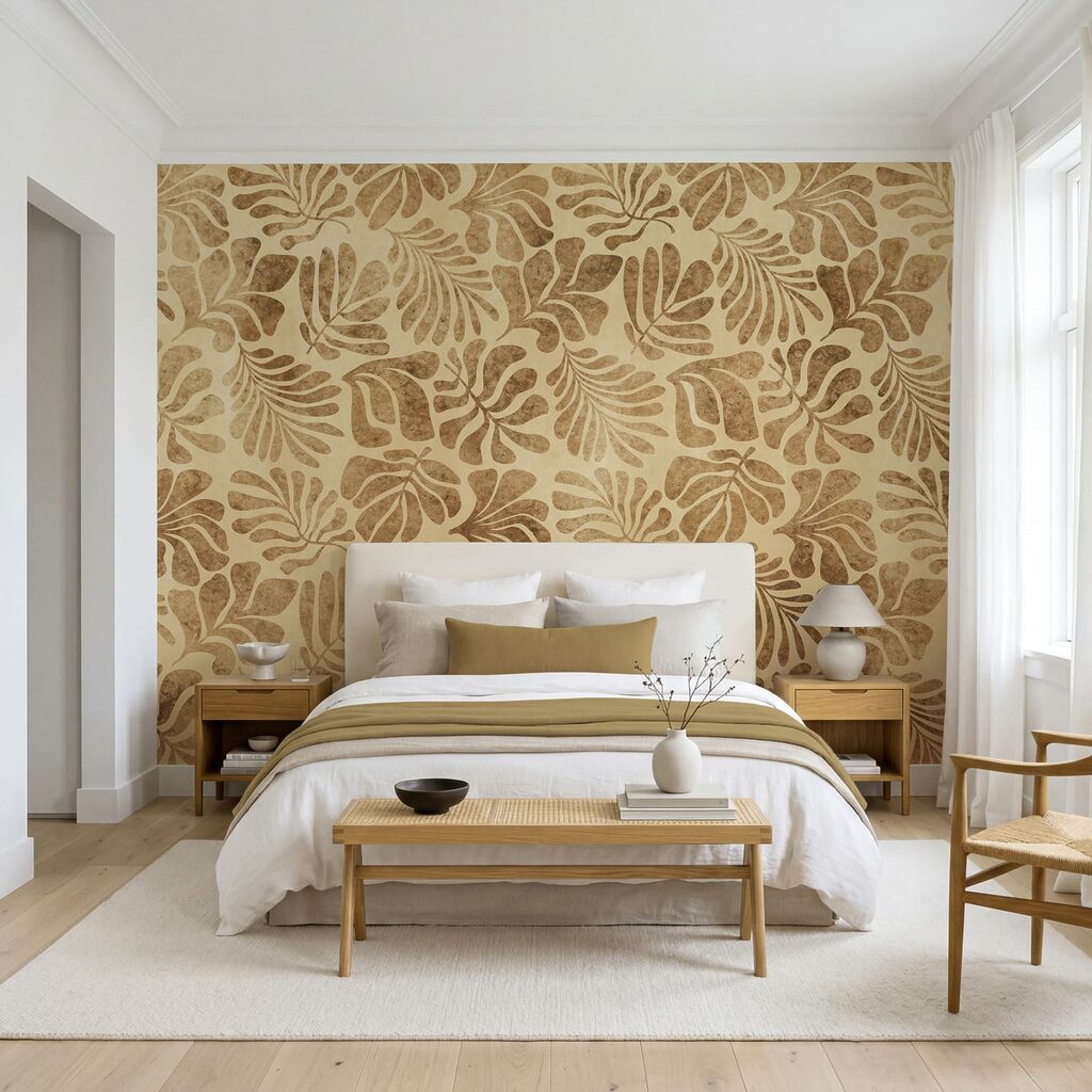 Wall mural Pattern of leaves on a paper (SKU: t01111) Wall mural Pattern of leaves on a paper (SKU: t01111)