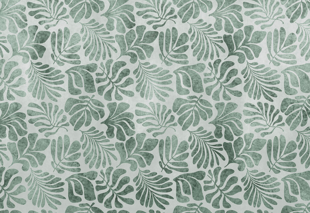 Wall mural Pattern of leaves on a white surface (SKU: t01111v1)