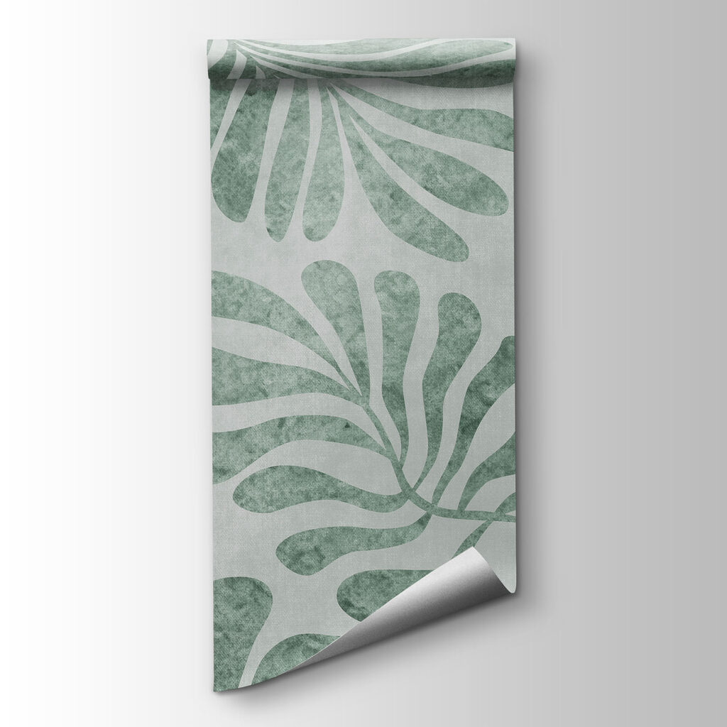 Wall mural Pattern of leaves on a white surface (SKU: t01111v1)