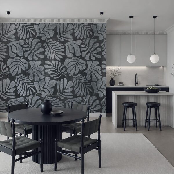 Wall mural Pattern of leaves on a black background (SKU: t01111v2) Wall mural Pattern of leaves on a black background (SKU: t01111v2)