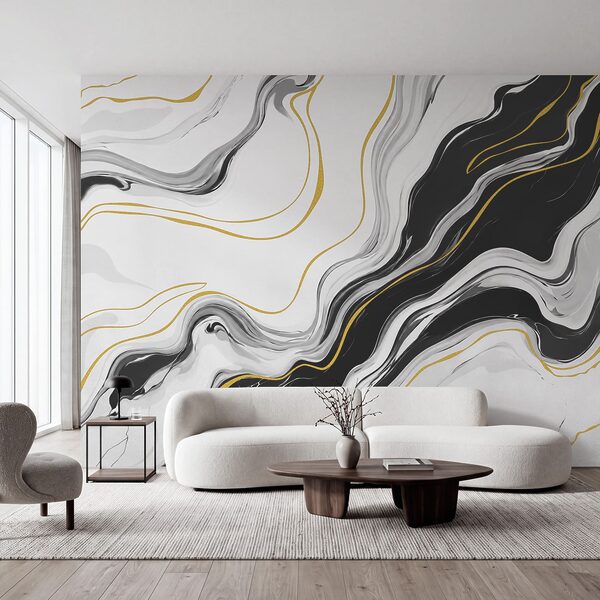 Wall mural Black and white swirly pattern (SKU: t01112)