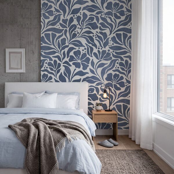 Wall mural Blue and white floral pattern (SKU: t01114v1) Wall mural Blue and white floral pattern (SKU: t01114v1)