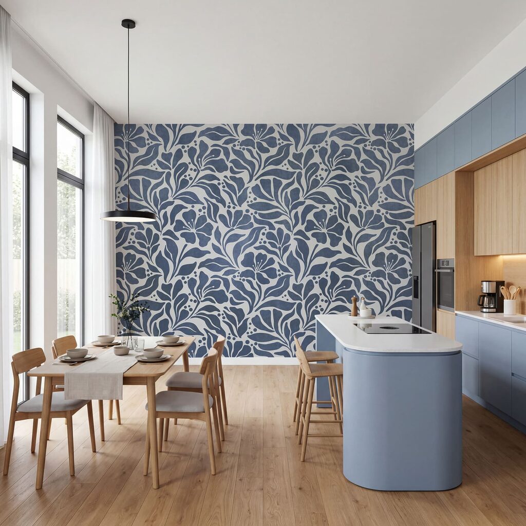 Wall mural Blue and white floral pattern (SKU: t01114v1) Wall mural Blue and white floral pattern (SKU: t01114v1)