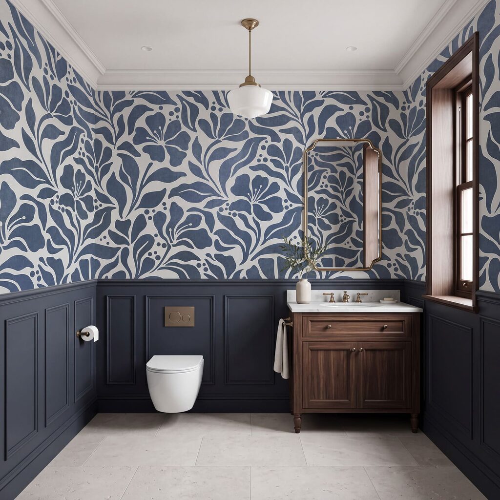 Wall mural Blue and white floral pattern (SKU: t01114v1) Wall mural Blue and white floral pattern (SKU: t01114v1)