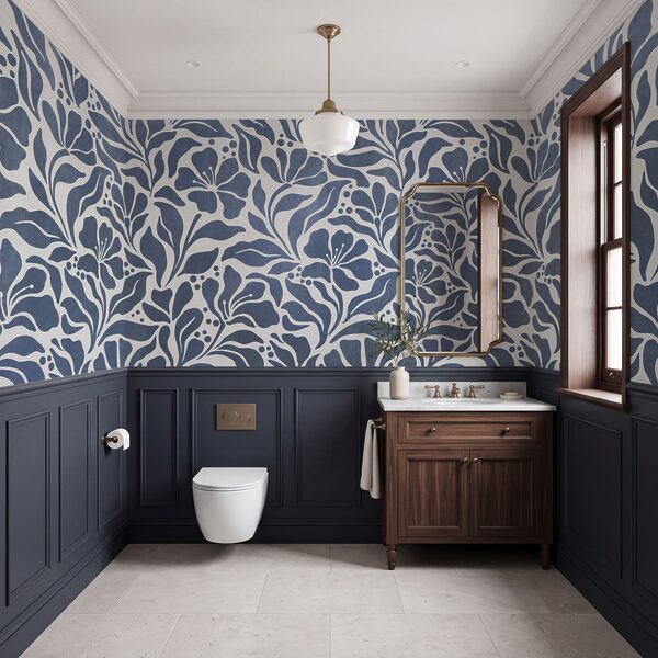 Wall mural Blue and white floral pattern (SKU: t01114v1) Wall mural Blue and white floral pattern (SKU: t01114v1)
